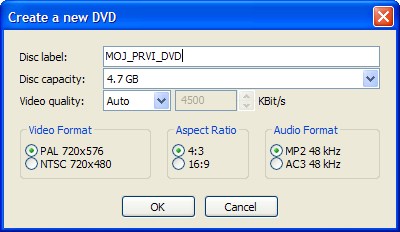 DVDStyler - Create a new DVD