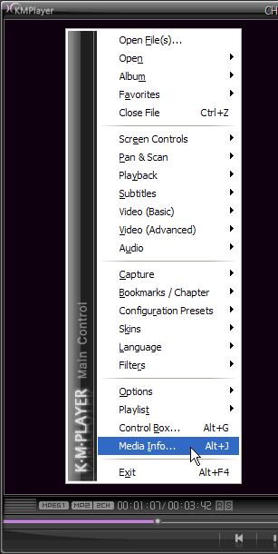 KMPlayer - media information