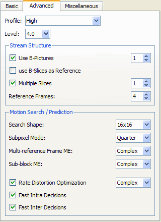 MainConcept Reference - H.264 - advanced