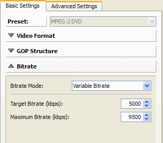 MainConcept Reference - MPEG-2 - Basic - Bitrate