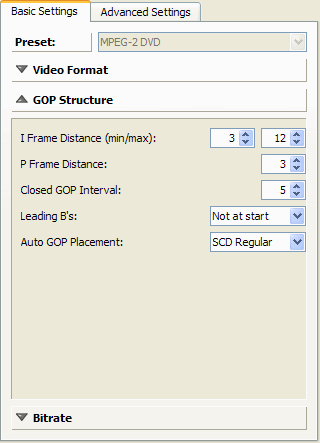 MainConcept Reference - MPEG-2 - Basic - GOP structure