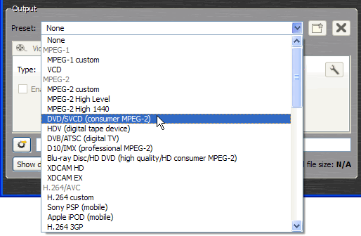 MainConcept Reference - Preset - MPEG-2