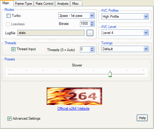 MeGUI - x264 - Advanced - Main