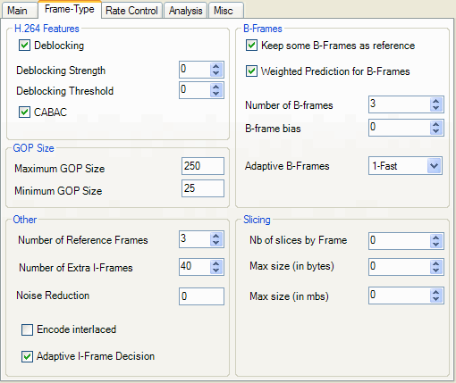 MeGUI - x264 - Advanced - Frame-Type