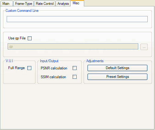 MeGUI - x264 - Advanced - Misc